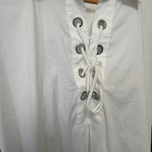 Chicos Women’s Size 2 Large 12/14 White Lace Up Lightweight Tunic - Picture 3 of 9